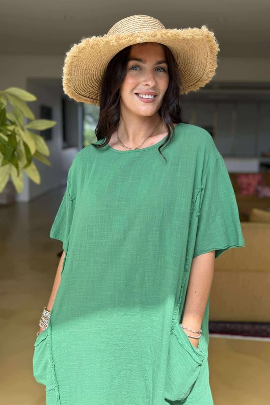 Made in Italy Milo Cotton Slouch Sac Dress Garros Green
